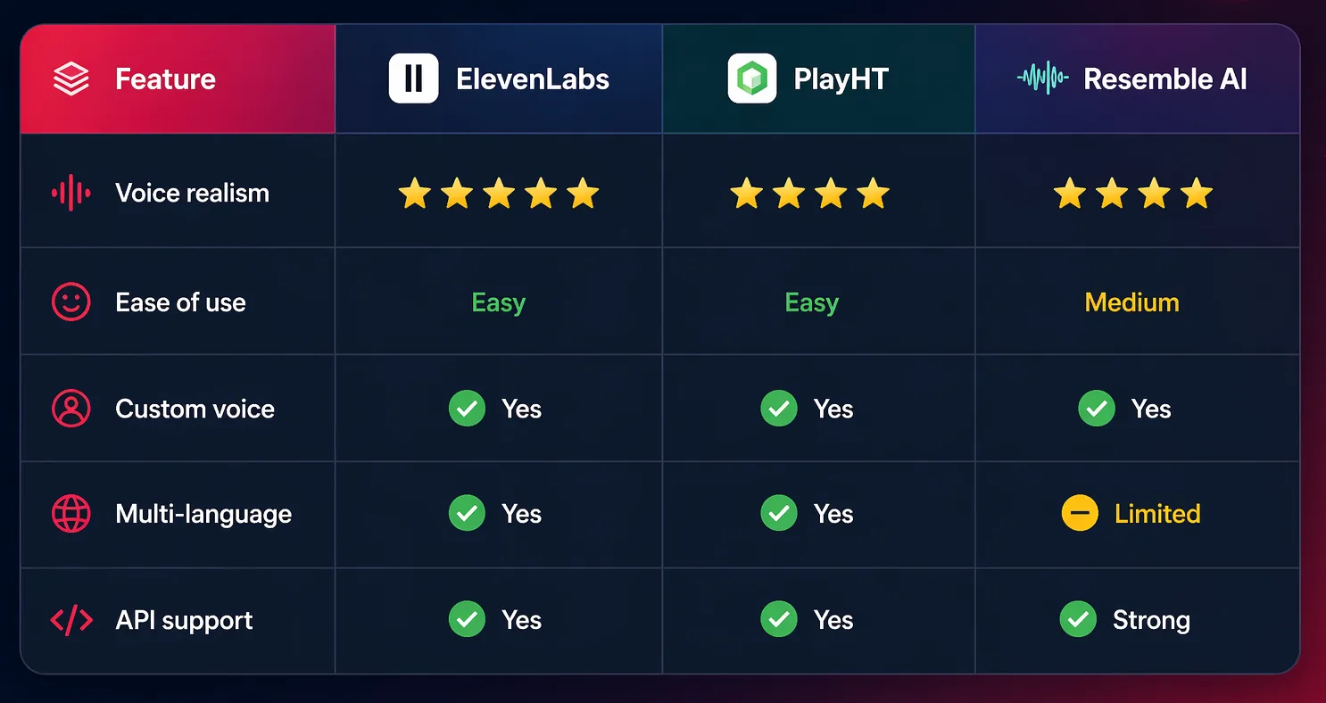 Quick Comparison With Other Voice AI Tools